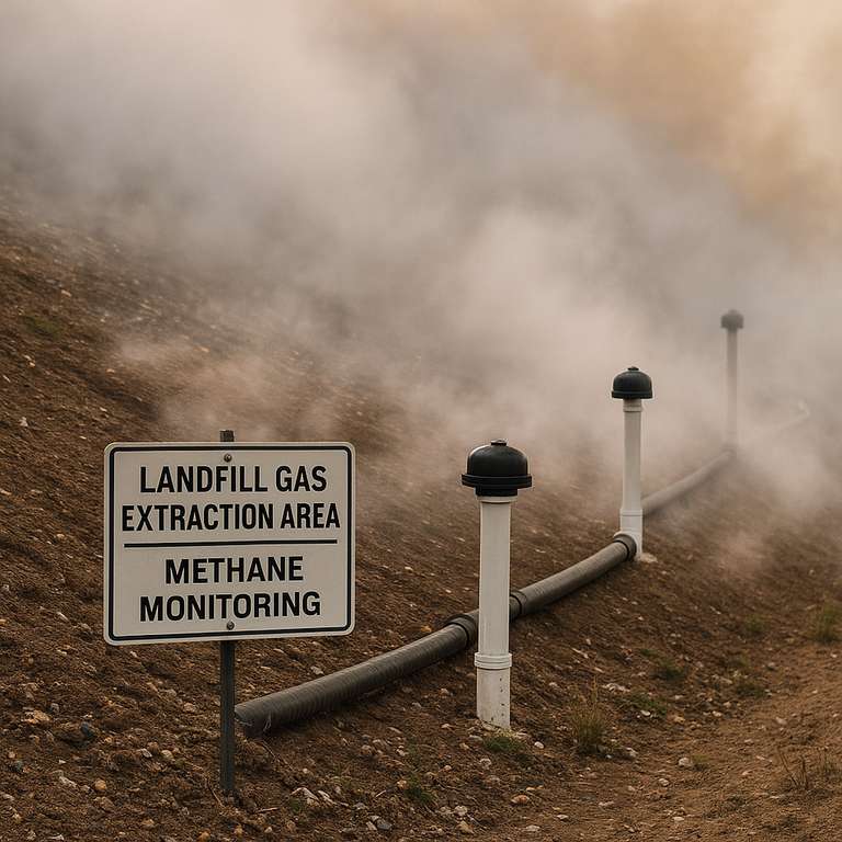 Methane gas at a landfill site