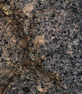 Granite showing surface etching